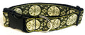 Black with White and Olive Floral Medallion Dog Collar 1 1/2 in