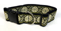 White, Olive, and Black Floral Medallion Dog Collar 2in