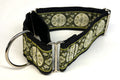 White, Olive, and Black Floral Medallion Martingale Collar 2in