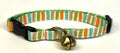 White, Orange, Aqua, Tan, and Green Vertical Stripe Cat Collar