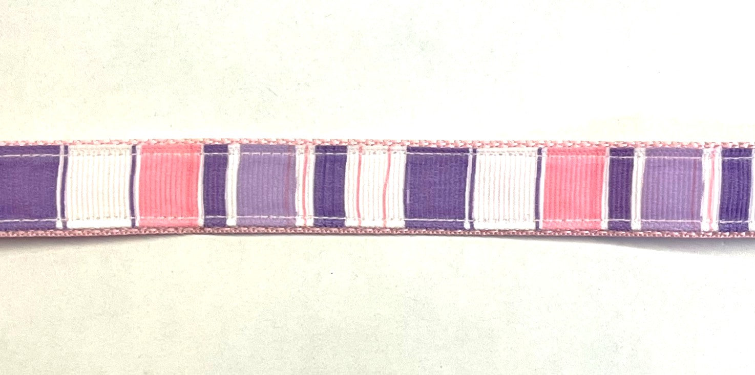 White, Pink, Purple, Lavender Stripe Dog Collar 3/4