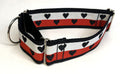 White and Red Stripe with Black Hearts Martingale Collar 2in