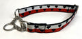 White and Red with Black Hearts Chain Martingale Collar 1in