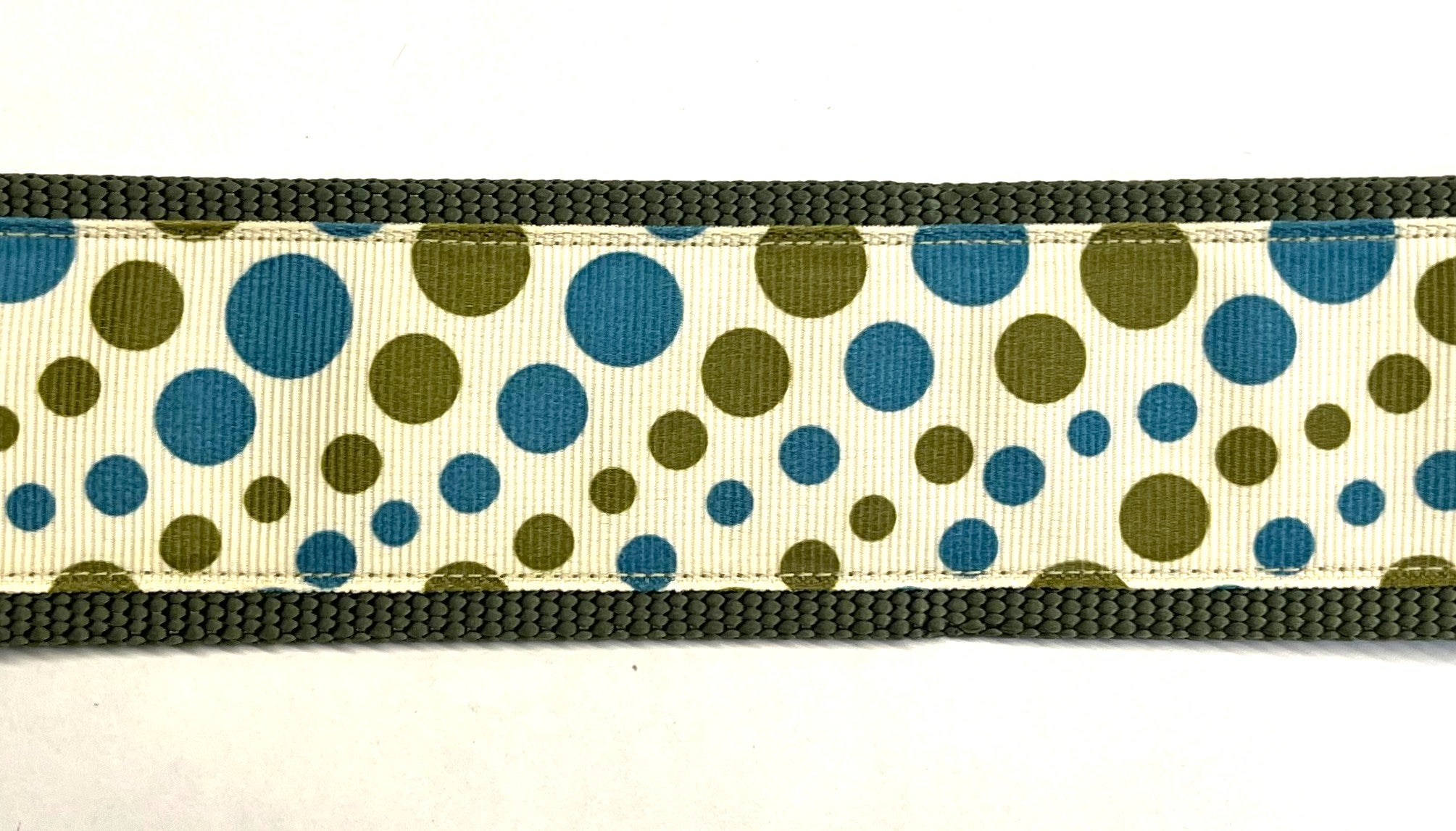 White with Olive and Teal Bubble Dots Martingale Collar 2in