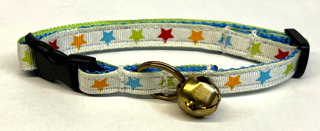 White with Rainbow Stars Cat Collar