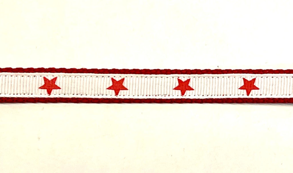 White with Red Stars Dog Collar 1/2 inch