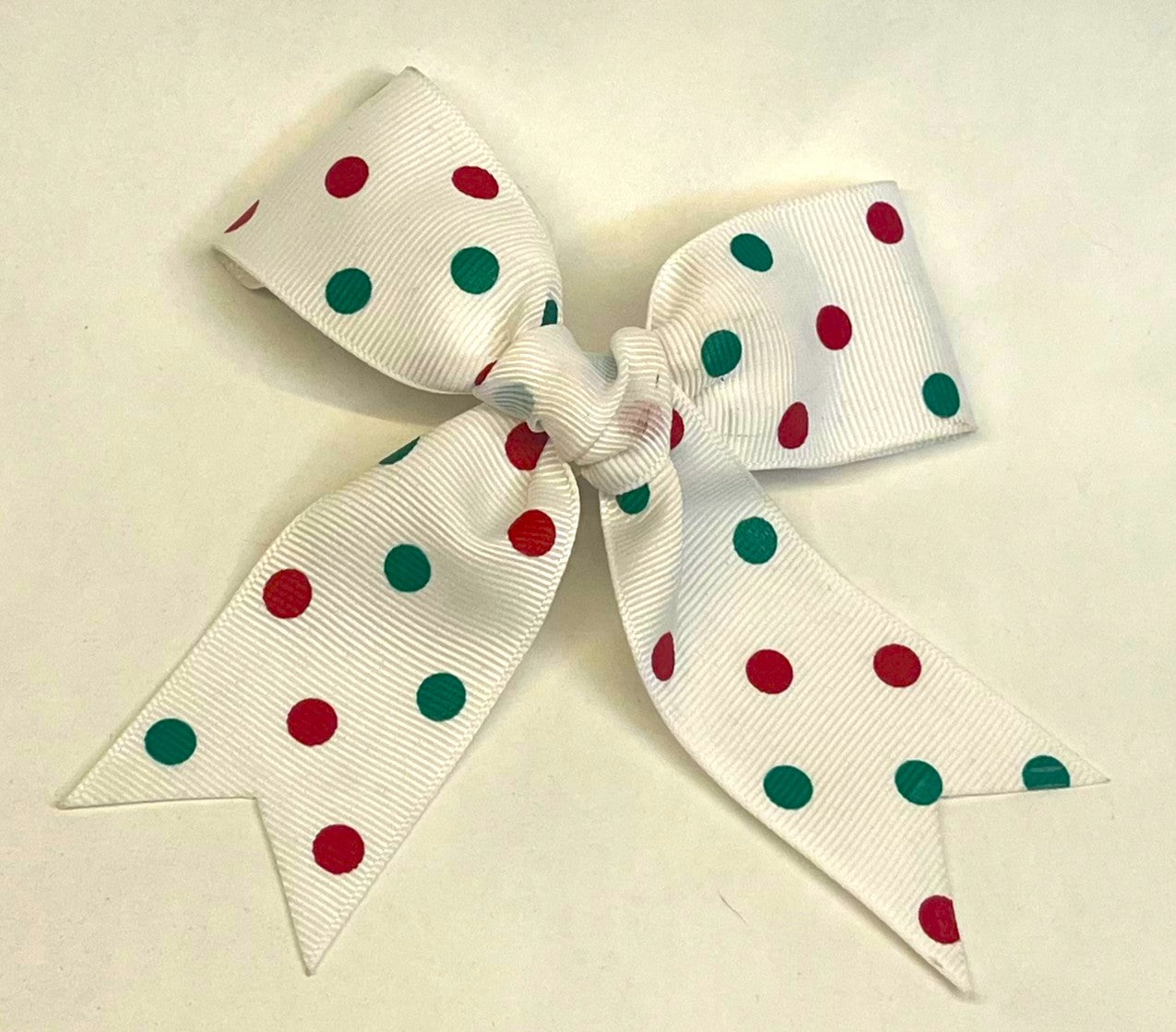 White with red and green dots collar bow