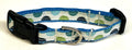 White with Blue, Green, Teal, Navy Half Circles Dog Collar 1/2