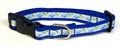 White with Blue Flowers & Green Leaves Dog Collar 3/4