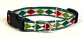White with Green, Lime Green & Red Diamond Dog Collar 1/2