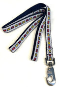 White with Navy Dots & Yellow and Red Flowers Dog Leash 3/4