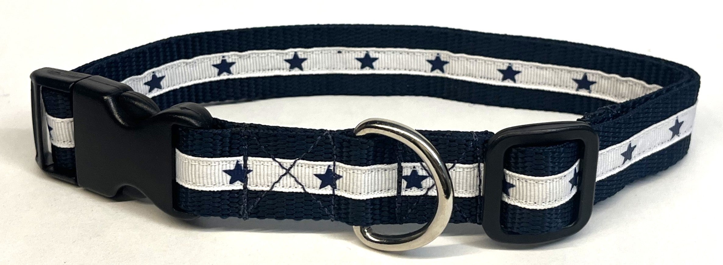 White with Navy Stars Dog Collar 1in
