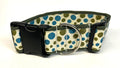 White with Olive and Teal Bubble Dots Dog Collar 2in