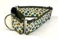 White with Olive and Teal Bubble Dots Martingale Collar 2in