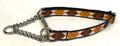 White with Orange, Burgundy, and Olive Green Argyle Chain Martingale Collar 1/2