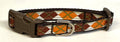 White with Orange, Burgundy, and Olive Green Argyle Dog Collar 1/2