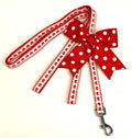 White with Red Hearts & Stripe Dog Leash 1/2