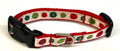 White with Red, Green & Olive Dots Dog Collar 1/2