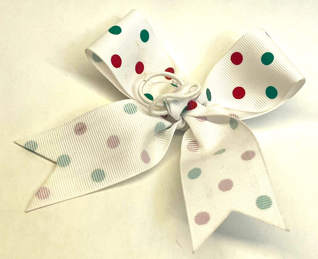White with Red and Green Dots Bow