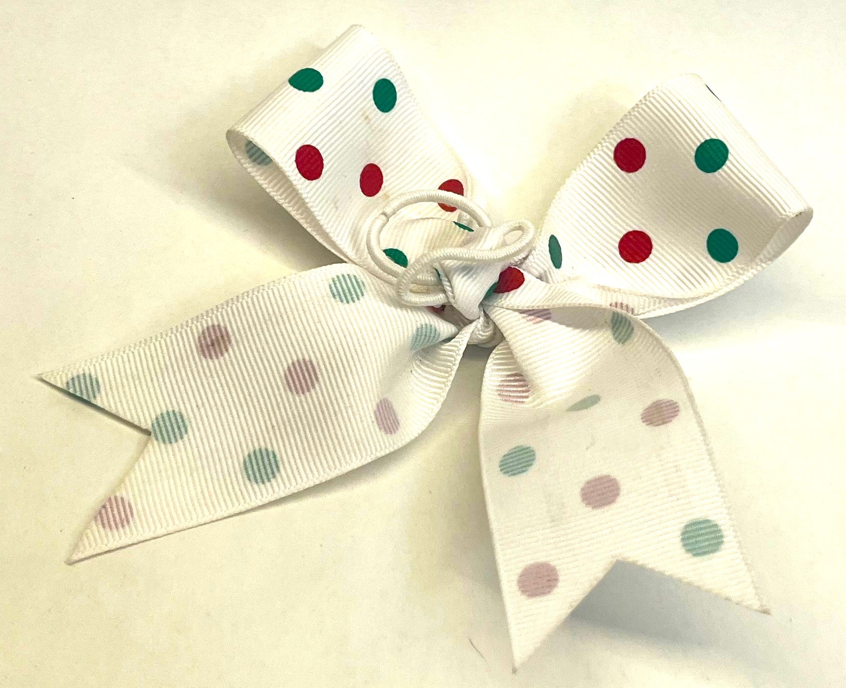 White with Red and Green Dots Bow