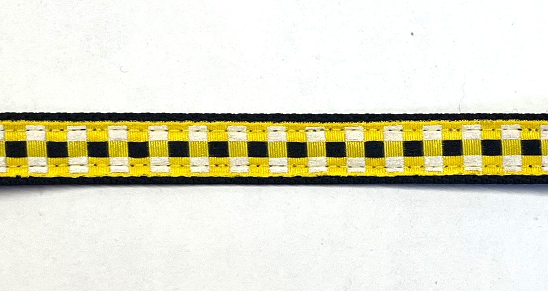 Yellow, Black & White Plaid Chain Martingale Collar 1/2