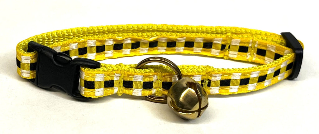 Yellow, Black, and White Plaid Cat Collar