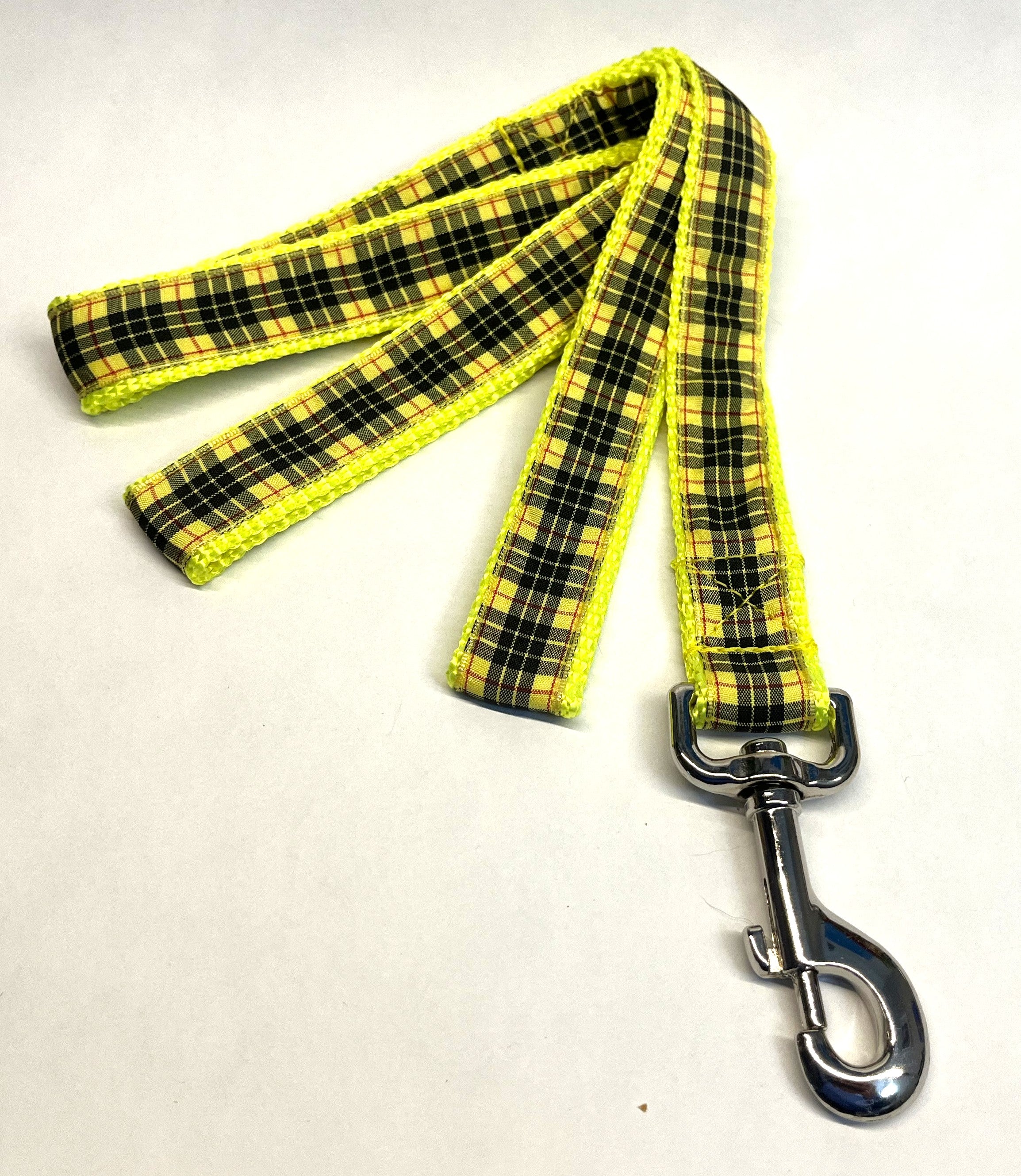Yellow, Black and Red Plaid Dog Leash 1in