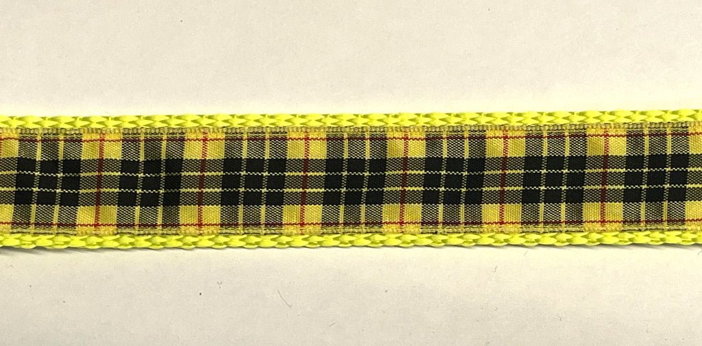 Yellow, Black and Red Plaid Dog Collar 1in