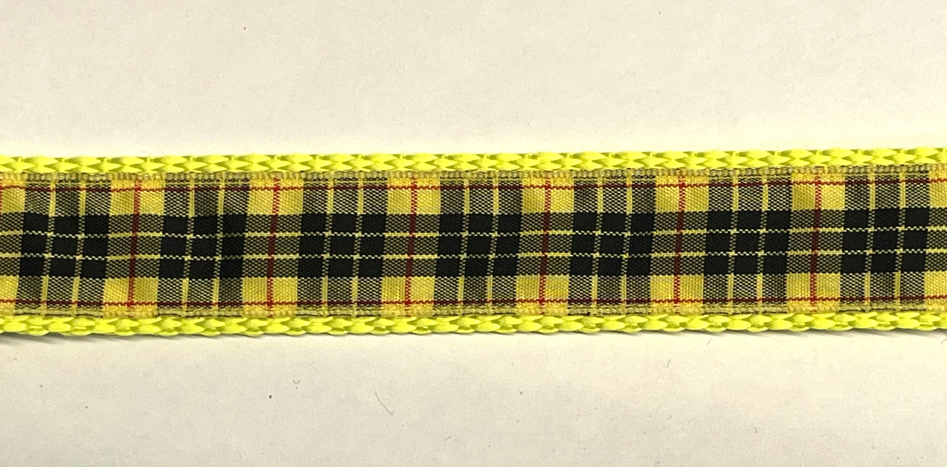 Yellow, Black and Red Plaid Dog Collar 1in