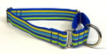 Blue, Yellow, Light Blue, and Green Stripe Martingale Collar 1in