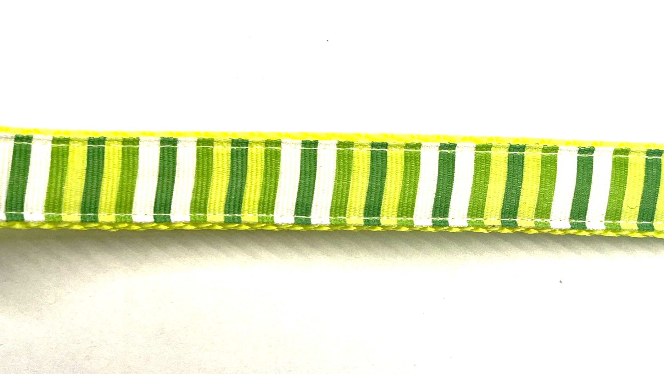 Yellow, White & Green Vertical Stripes Dog Collar 3/4