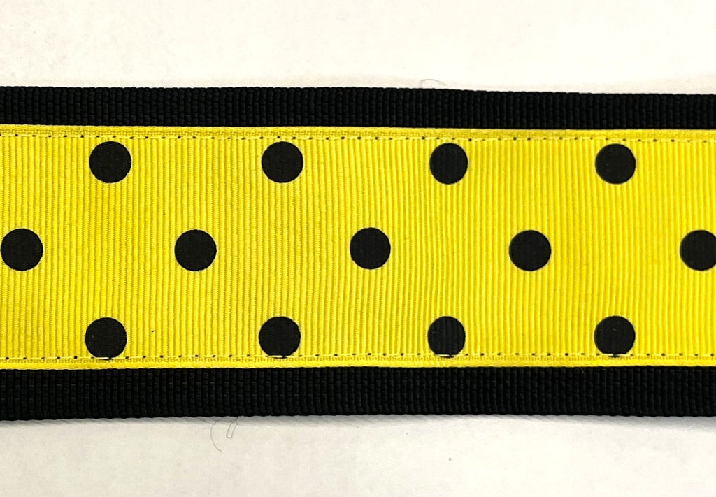 Yellow with Black Polka Dots Dog Collar 2in