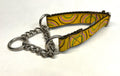 Yellow with Brown, Pink, and Green Half Circles Chain Martingale Collar 3/4