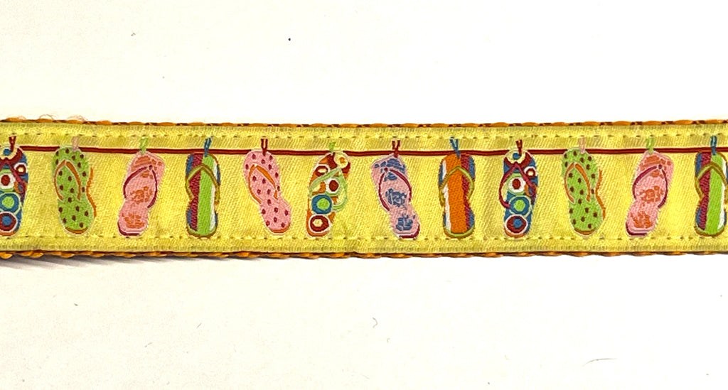Yellow with Flip Flops Dog Collar 1in