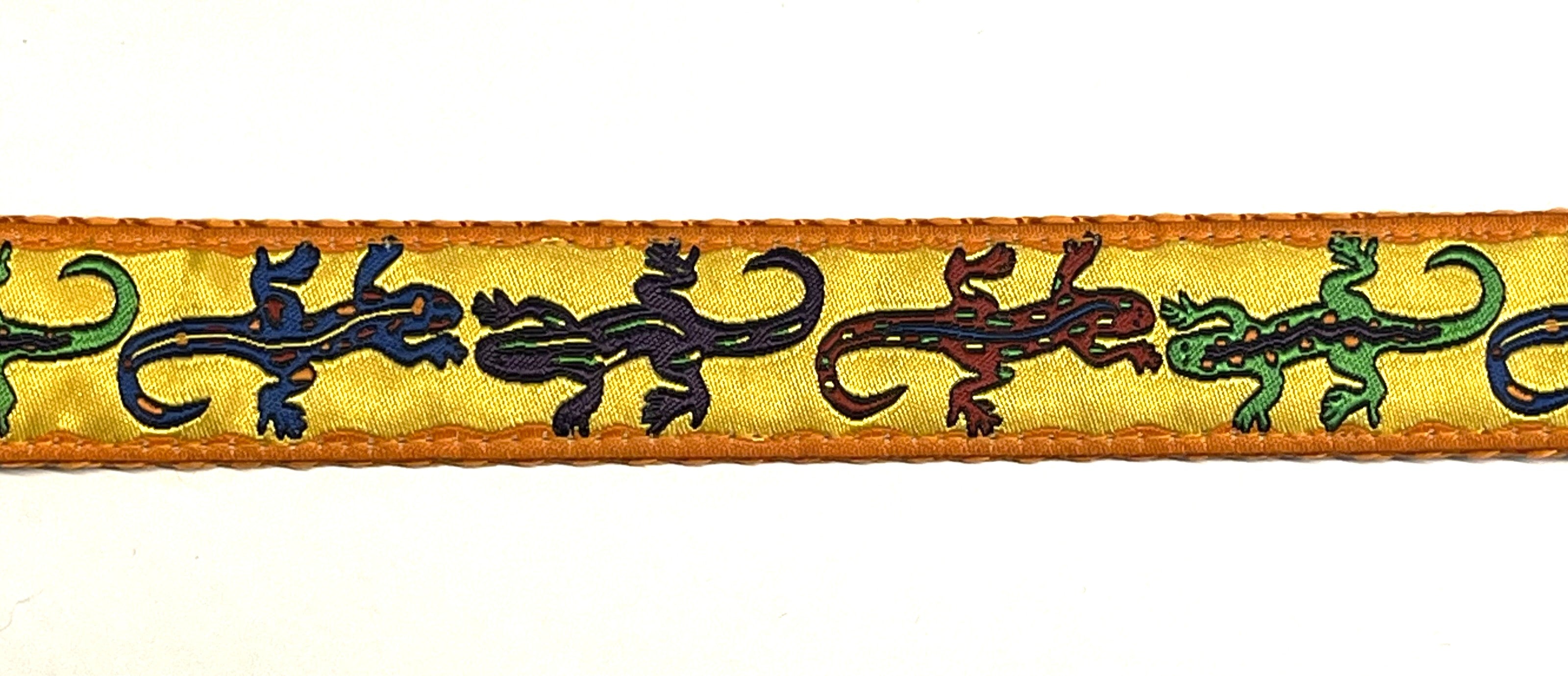 Yellow with Lizards Dog Collar 1in