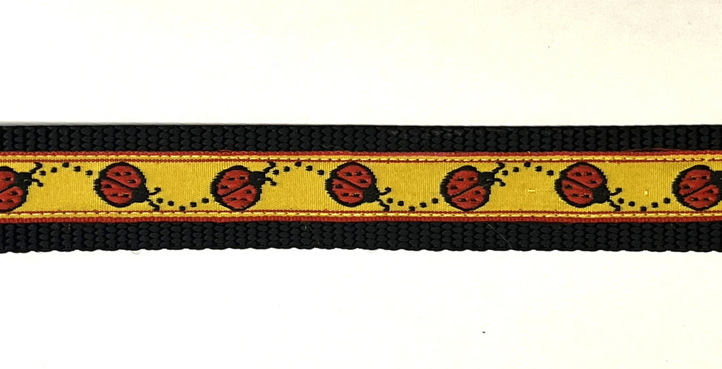 Yellow with Red Ladybugs Dog Leash 1in