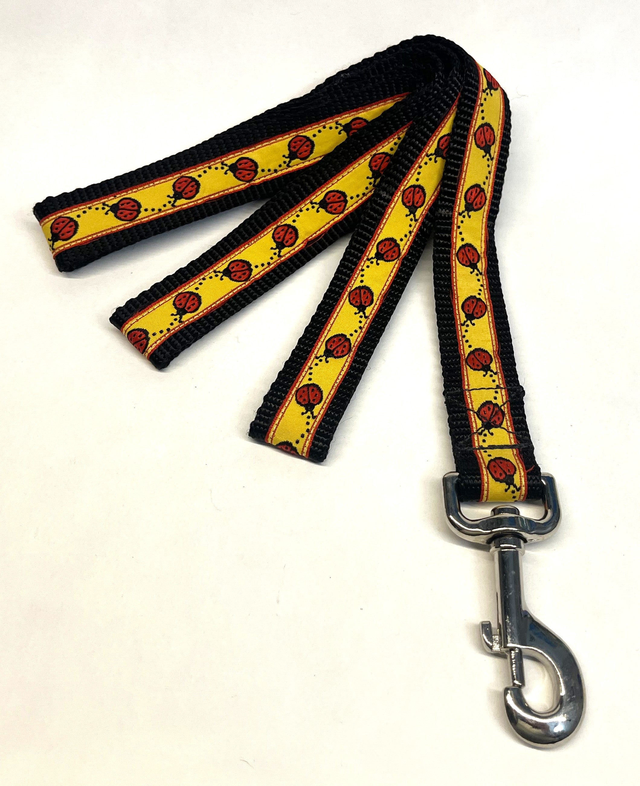 Yellow with Red Ladybugs Dog Leash 1in