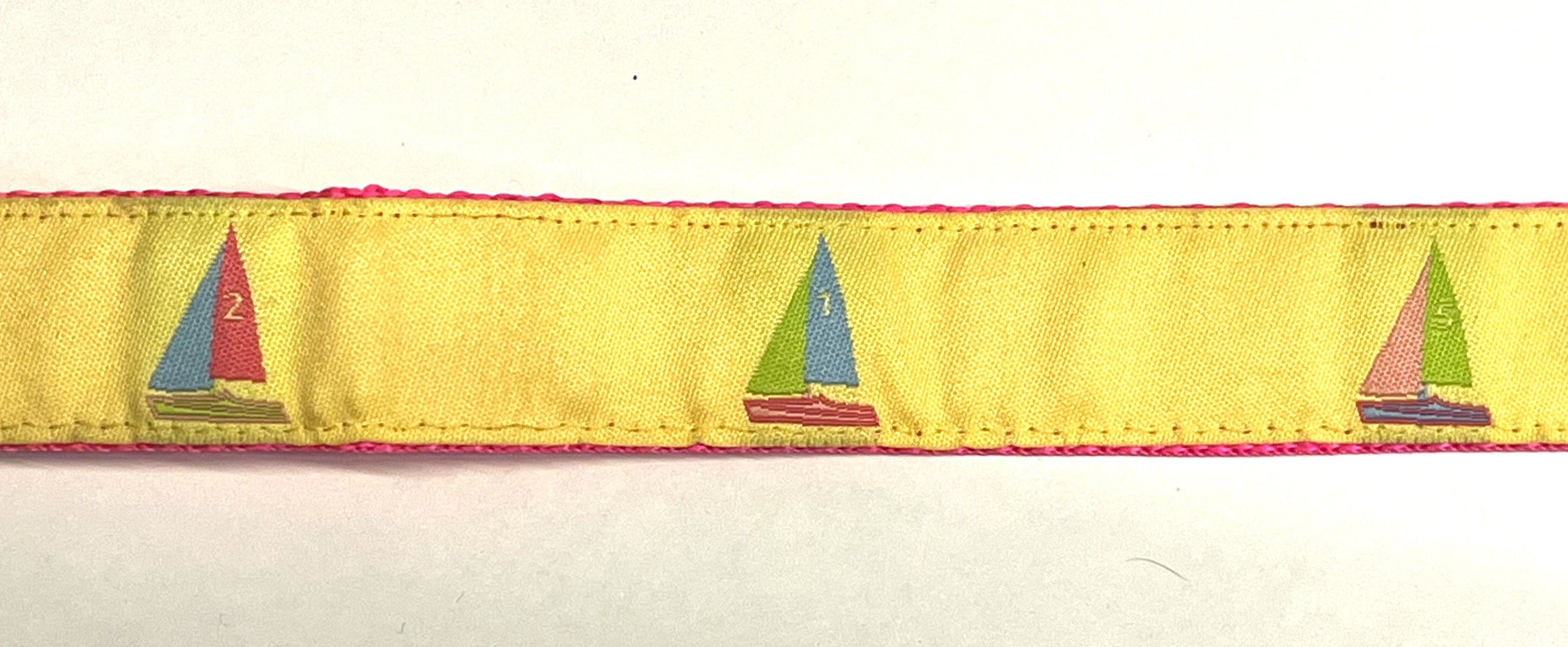 Yellow with Sailboats Dog Collar 1in