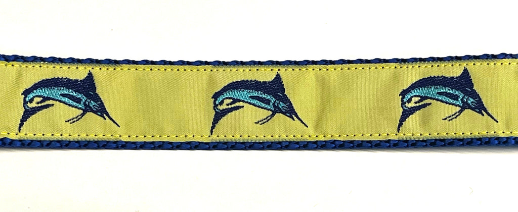 Yellow with Swordfish Dog Collar 1in