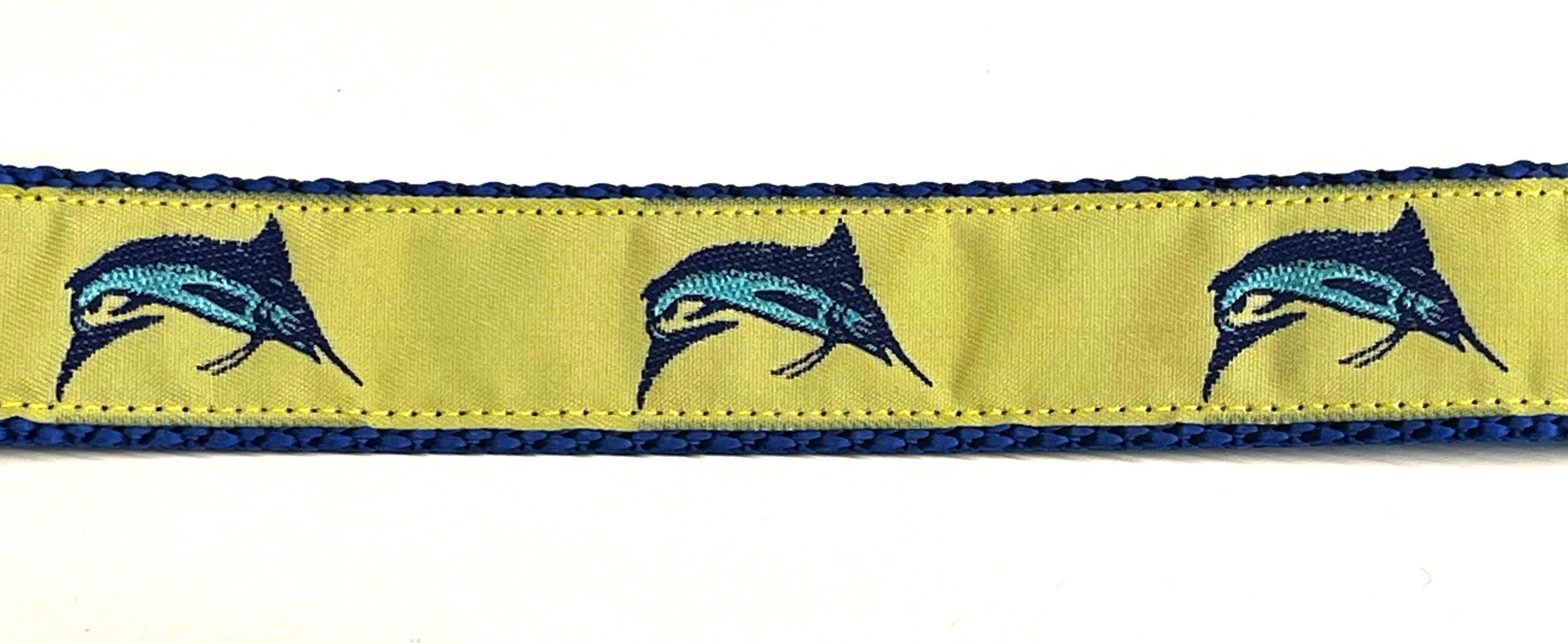 Yellow with Swordfish Dog Leash 1in