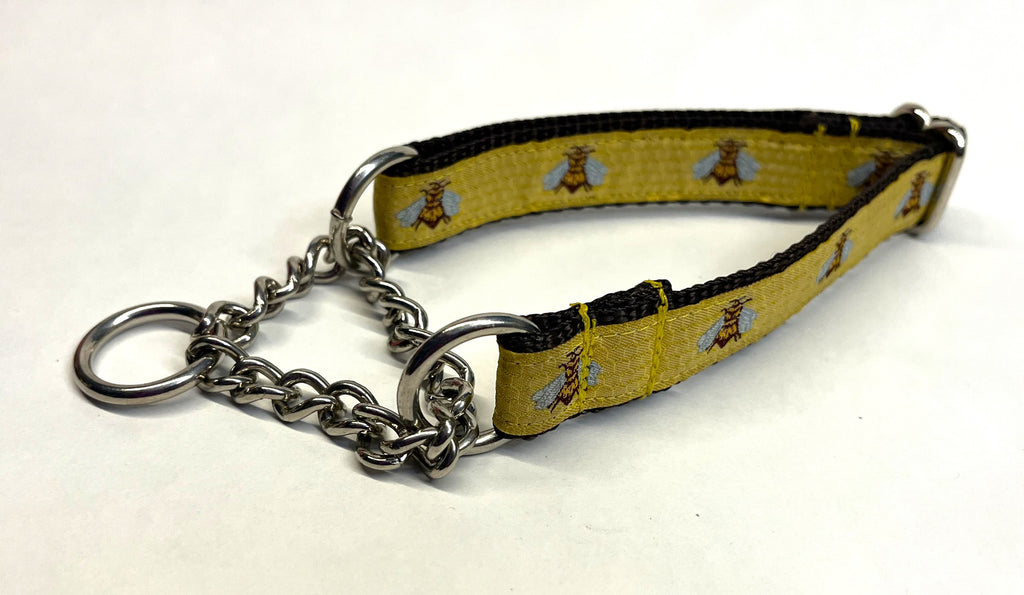 Yellow with Bees Chain Martingale Collar 3/4