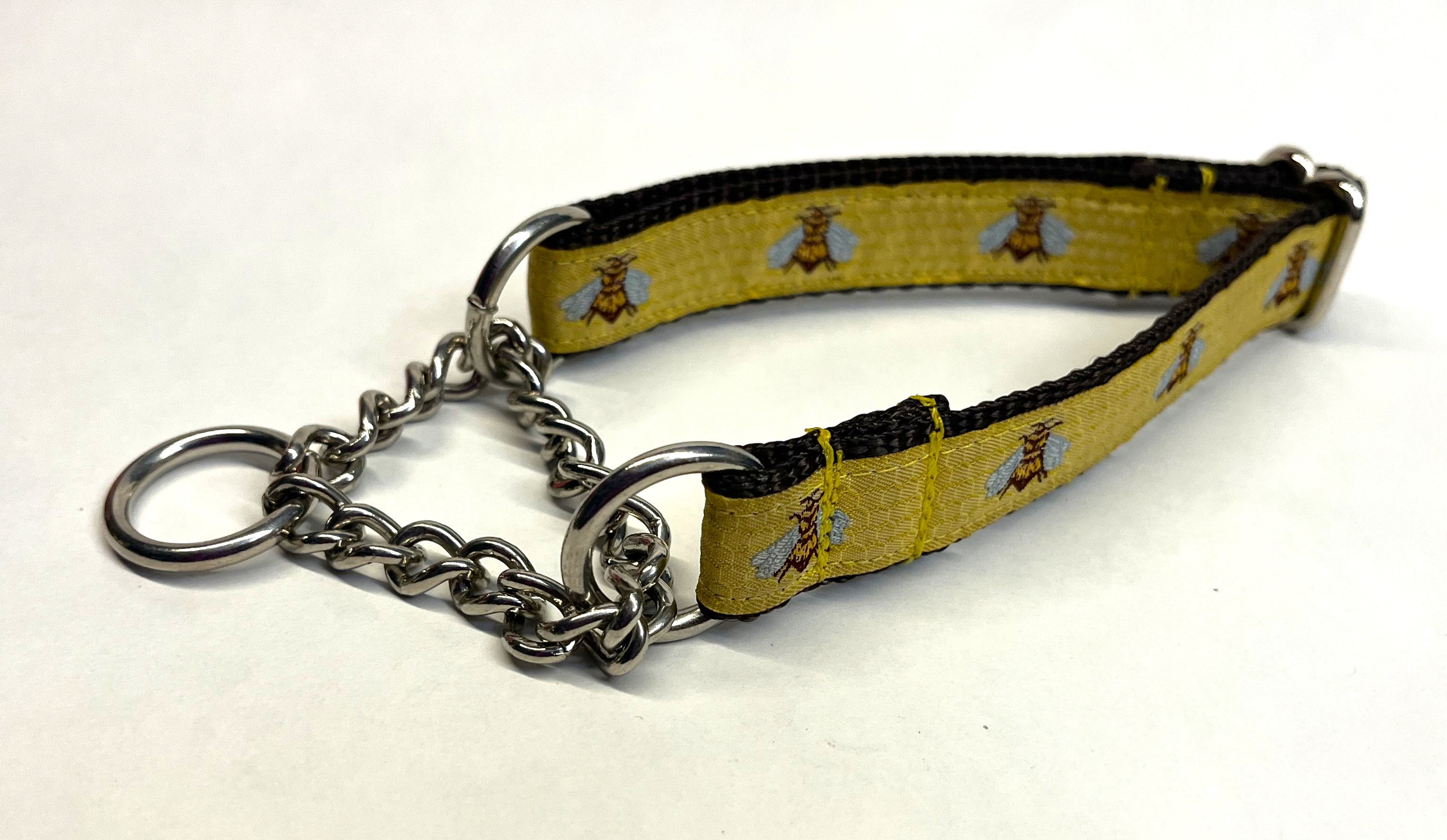 Yellow with Bees Chain Martingale Collar 3/4
