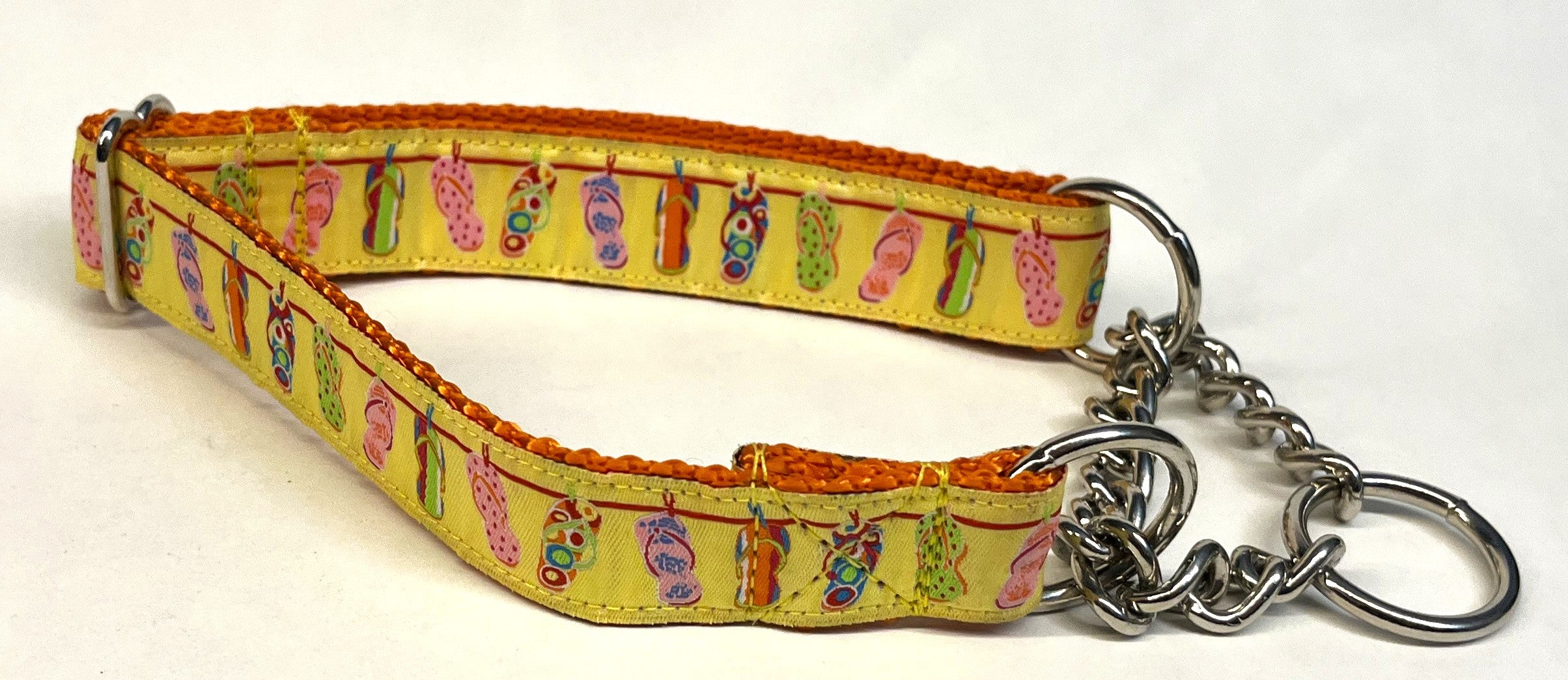 Yellow with Flip Flops Chain Martingale Collar 1in