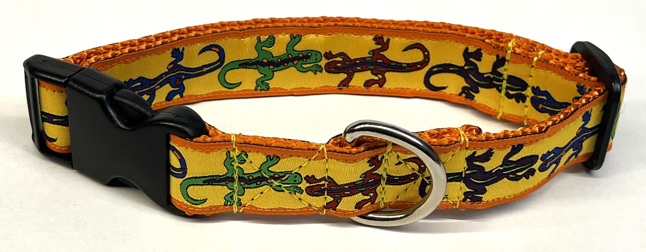 Yellow with Lizards Dog Collar 1in