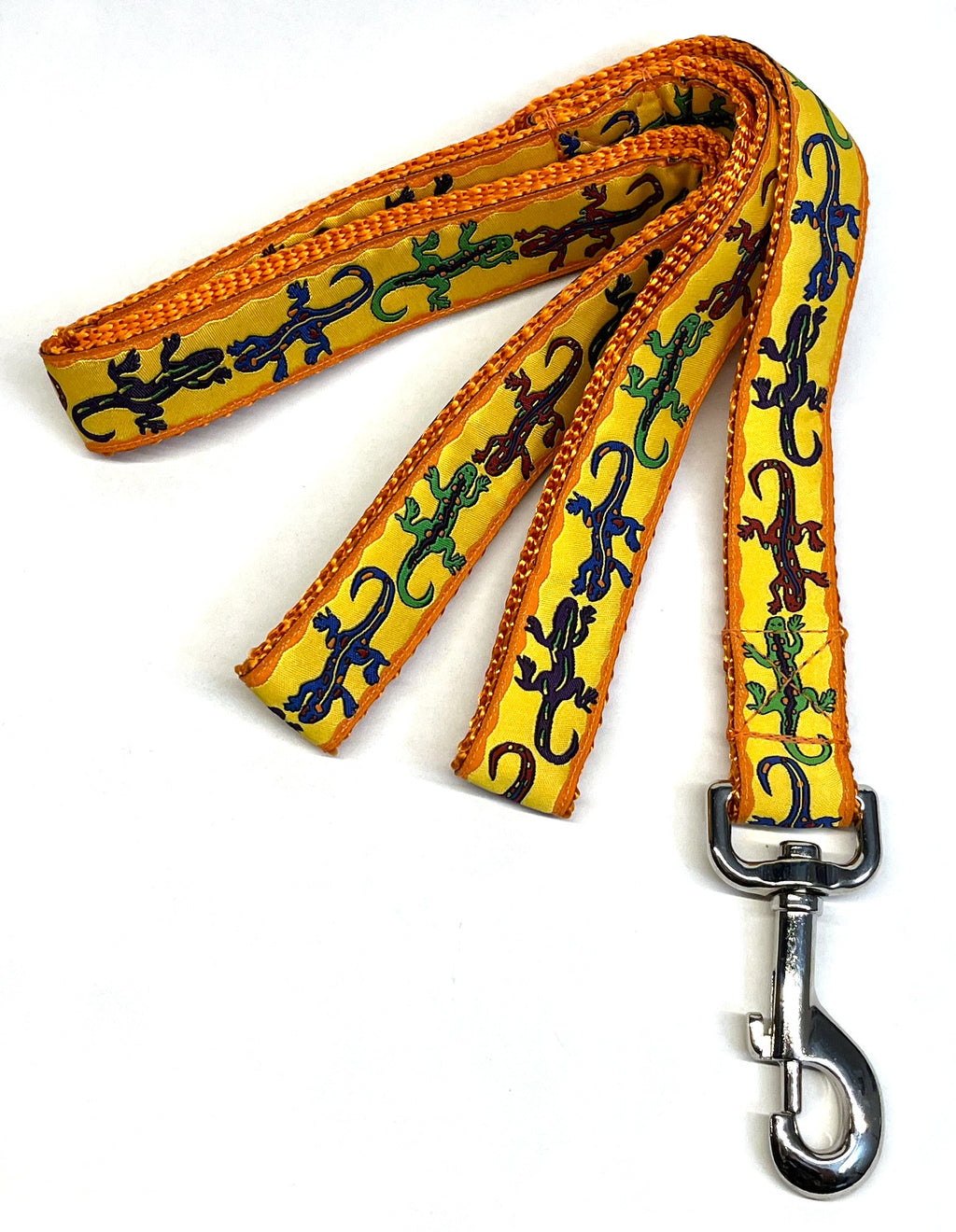 Yellow with Lizards Dog Leash 1in