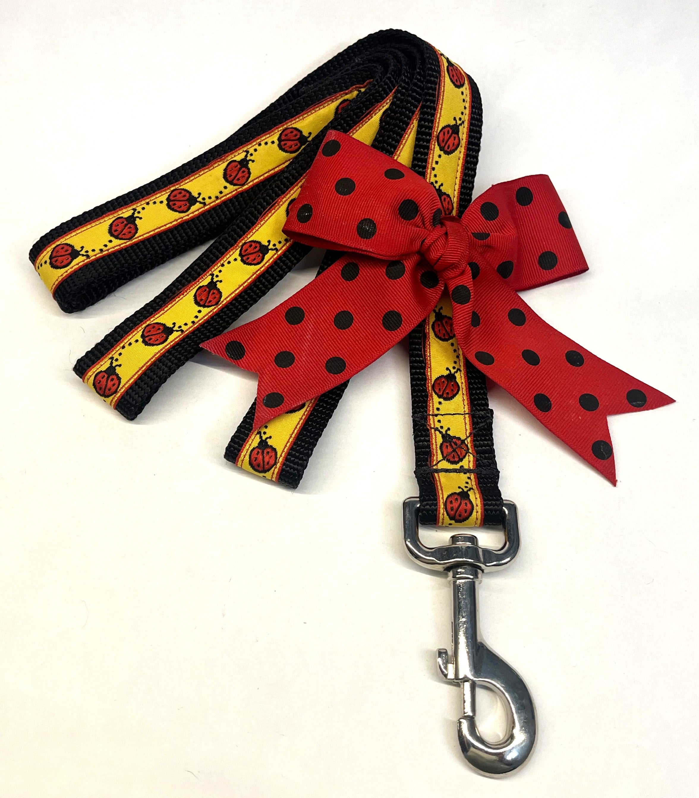 Yellow with Red Ladybugs Dog Leash 1in