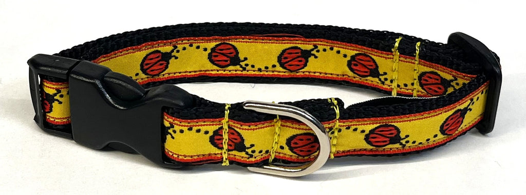 Yellow with Red Ladybugs Dog Collar 3/4