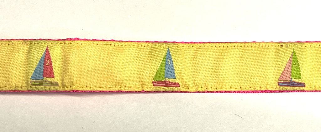 Yellow with Sailboats Dog Leash 1in