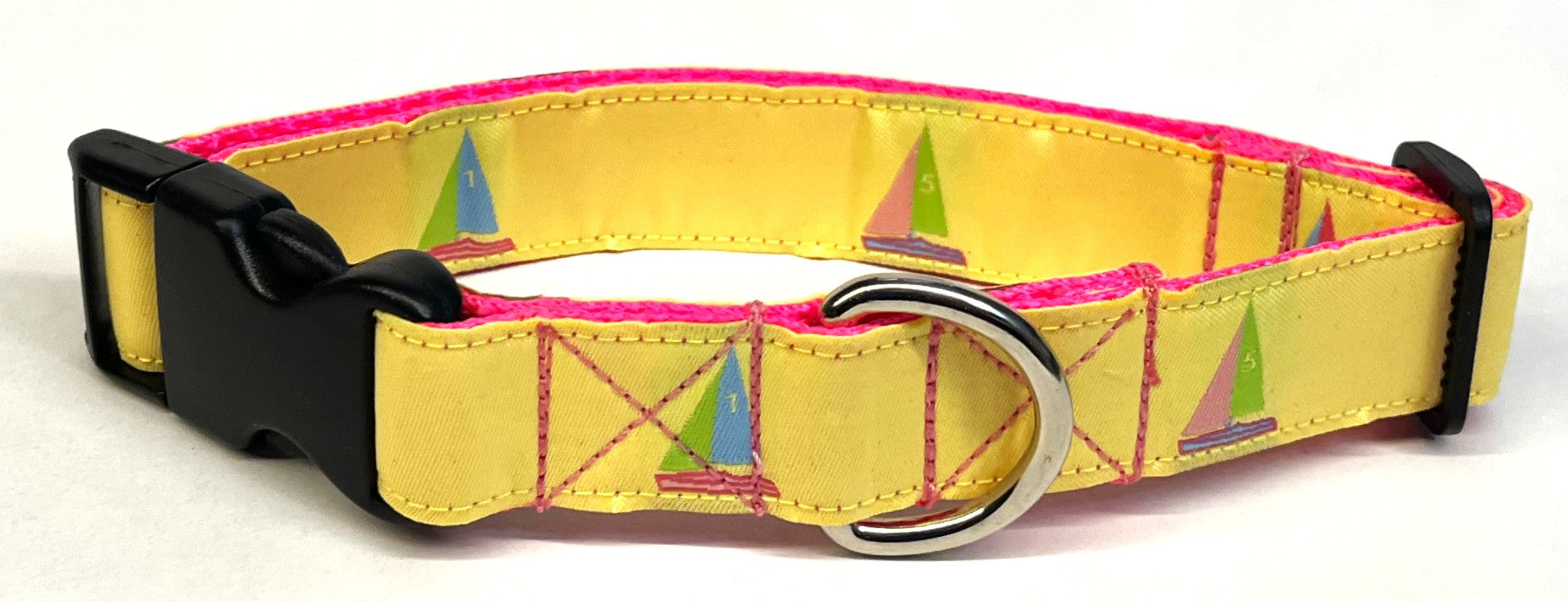 Yellow with Sailboats Dog Collar 1in