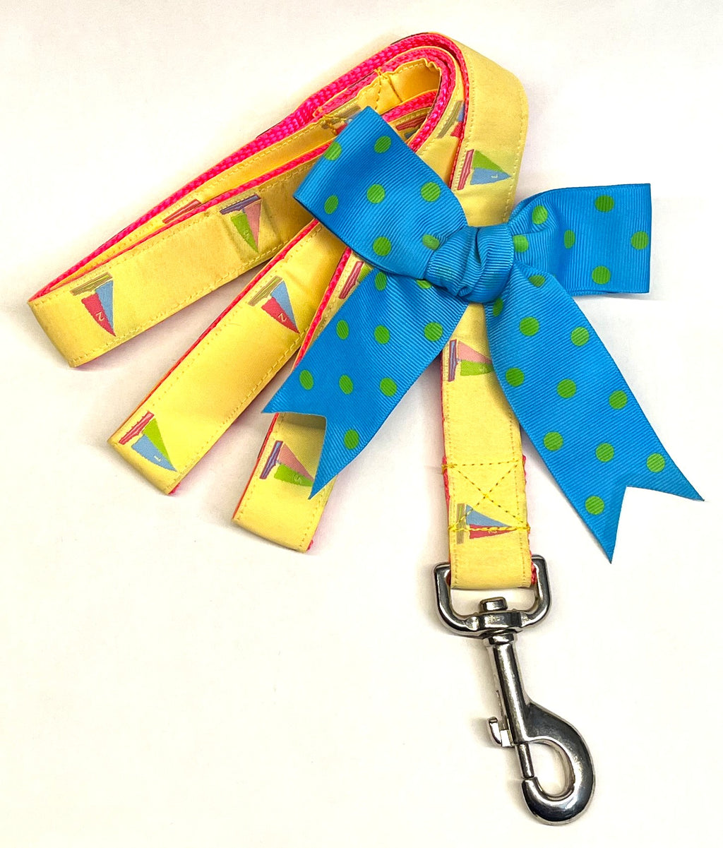 Yellow with Sailboats Dog Leash 1in